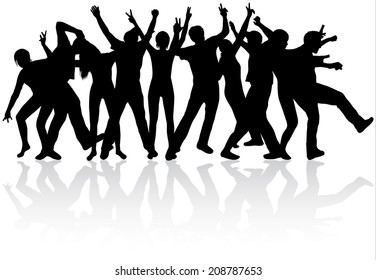 Dancing people silhouettes