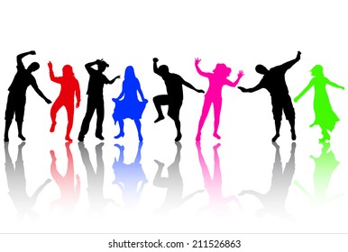 Dancing people silhouettes