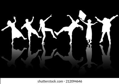 Dancing people silhouettes