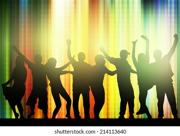 Dancing people silhouettes