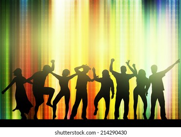 Dancing people silhouettes