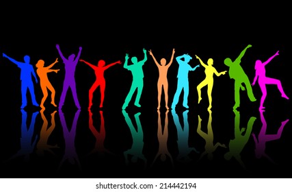 Dancing people silhouettes