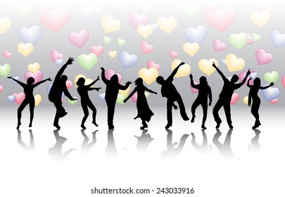 Dancing people silhouettes