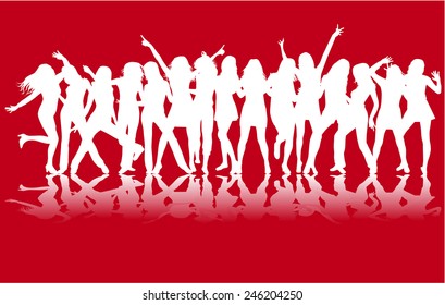 Dancing people silhouettes