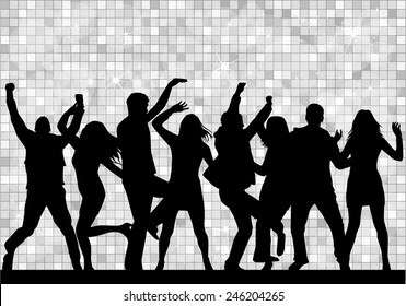 Dancing people silhouettes