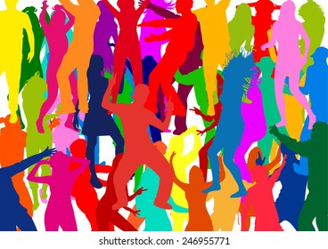 Dancing people silhouettes
