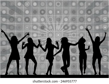 Dancing people silhouettes