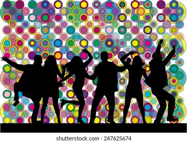 Dancing people silhouettes