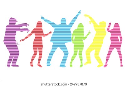 Dancing people silhouettes 