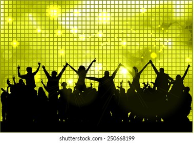 Dancing people silhouettes