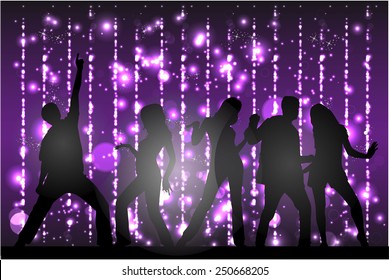 Dancing people silhouettes
