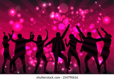 Dancing people silhouettes