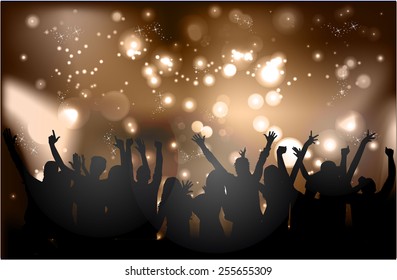 Dancing people silhouettes