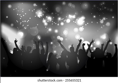 Dancing people silhouettes