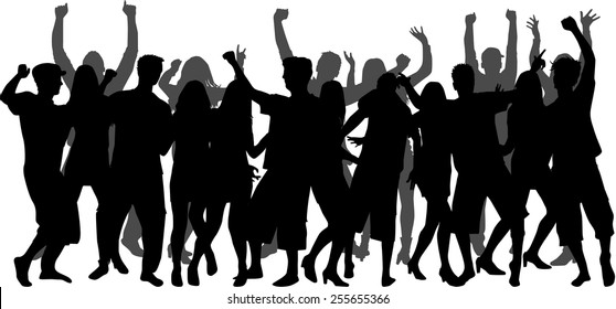 Dancing people silhouettes