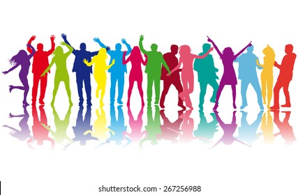 Dancing people silhouettes