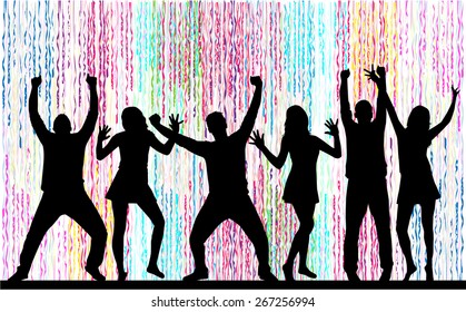 Dancing people silhouettes