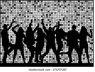 Dancing people silhouettes