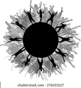 Dancing people silhouettes