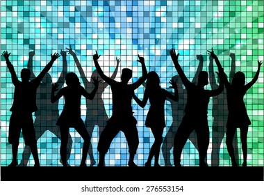 Dancing people silhouettes