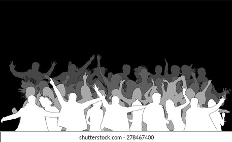 Dancing people silhouettes