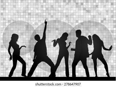 Dancing people silhouettes