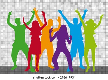 Dancing people silhouettes