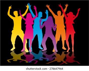 Dancing people silhouettes