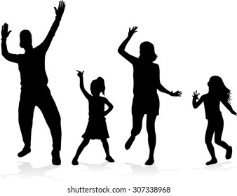 Dancing people silhouettes