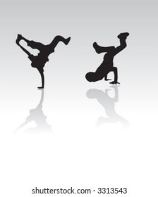 Dancing people silhouettes