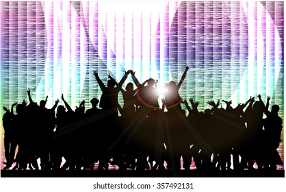 Dancing people silhouettes.