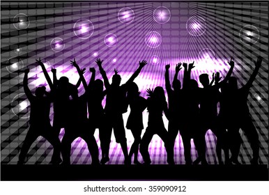 Dancing people silhouettes.