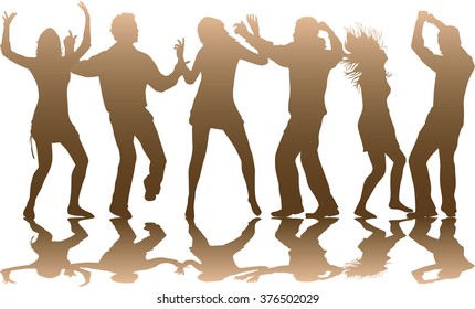Dancing people silhouettes.