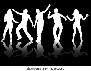 Dancing people silhouettes.