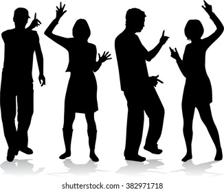 Dancing people silhouettes.
