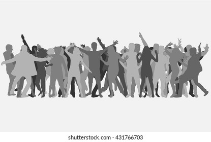 Dancing people silhouettes.