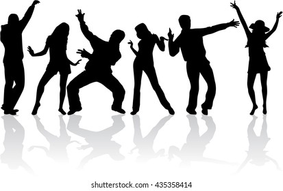 Dancing people silhouettes.