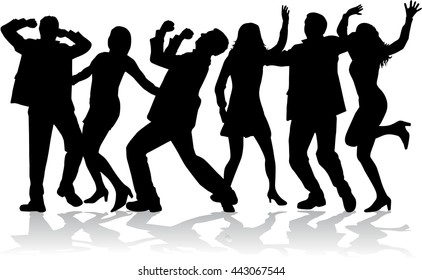 Dancing people silhouettes.
