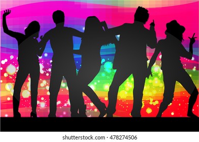 Dancing people silhouettes.