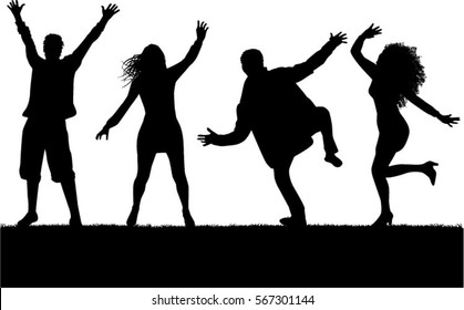 Dancing people silhouettes