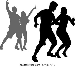 Dancing people silhouettes.