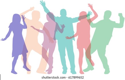 Dancing people silhouettes.
