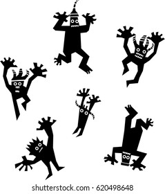 Dancing people silhouettes