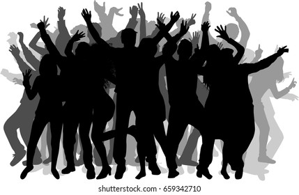 Dancing people silhouettes.