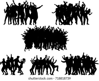 Dancing people silhouettes.