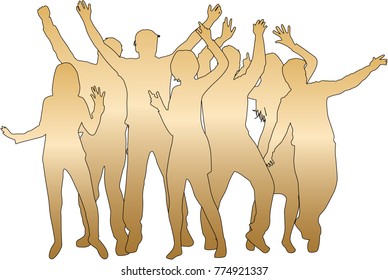 Dancing people silhouettes.