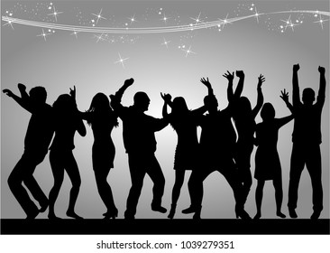 Dancing people silhouettes. Abstract background.