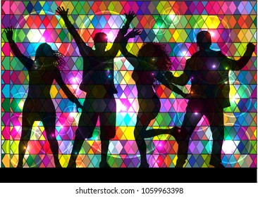 Dancing people silhouettes. Abstract background.