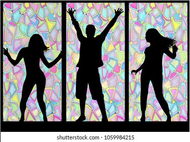 Dancing people silhouettes. Abstract background.