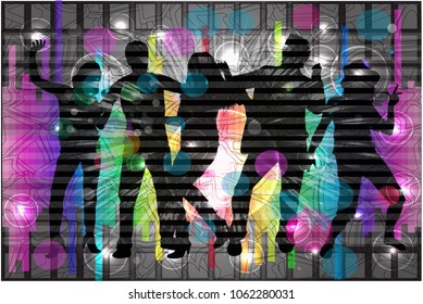 Dancing people silhouettes. Abstract background.